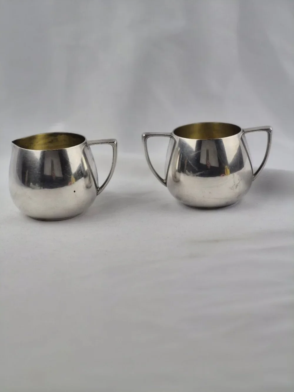 Mid Century Empire Crafts Quadruple Silver Plated Creamer & Sugar Bowl Set